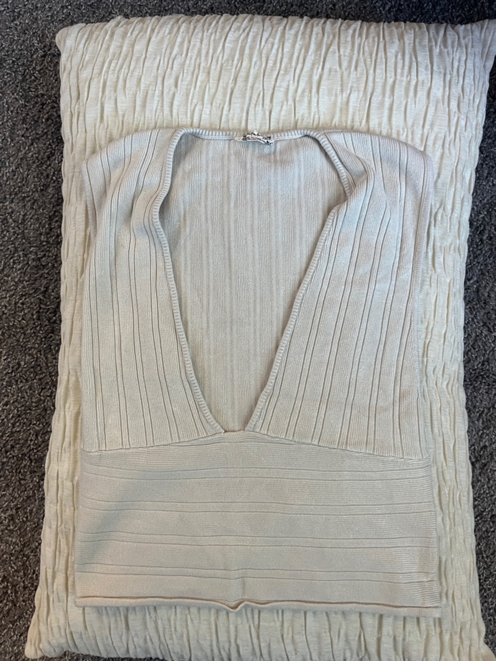 Free People Cream Ribbed Knit Tank
